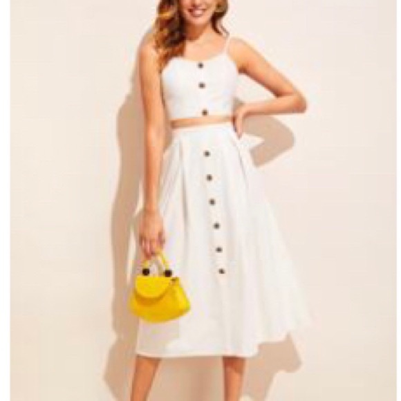 SHEIN Dresses & Skirts - Knot back crop camo & button skirt